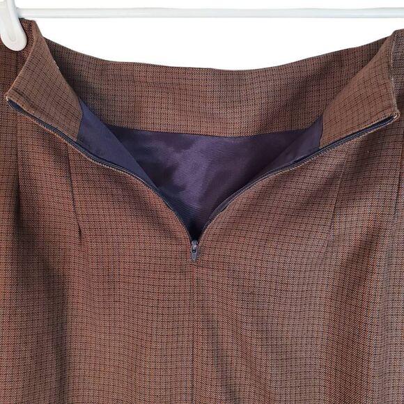 Inclinations Micro Houndstooth Pleated Back Zip Pencil Skirt Brown Tan Size 10 - Picture 10 of 12
